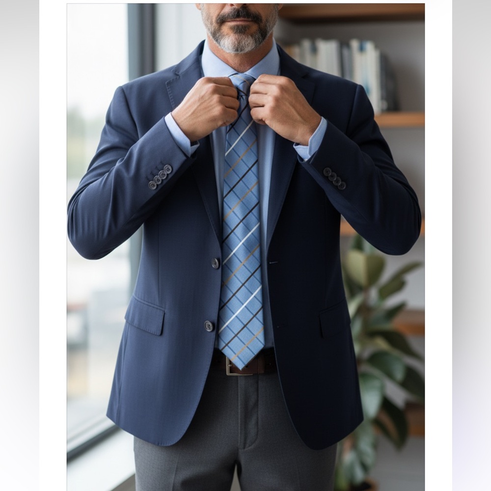Donald Trump MAGA Men's Light Blue striped necktie